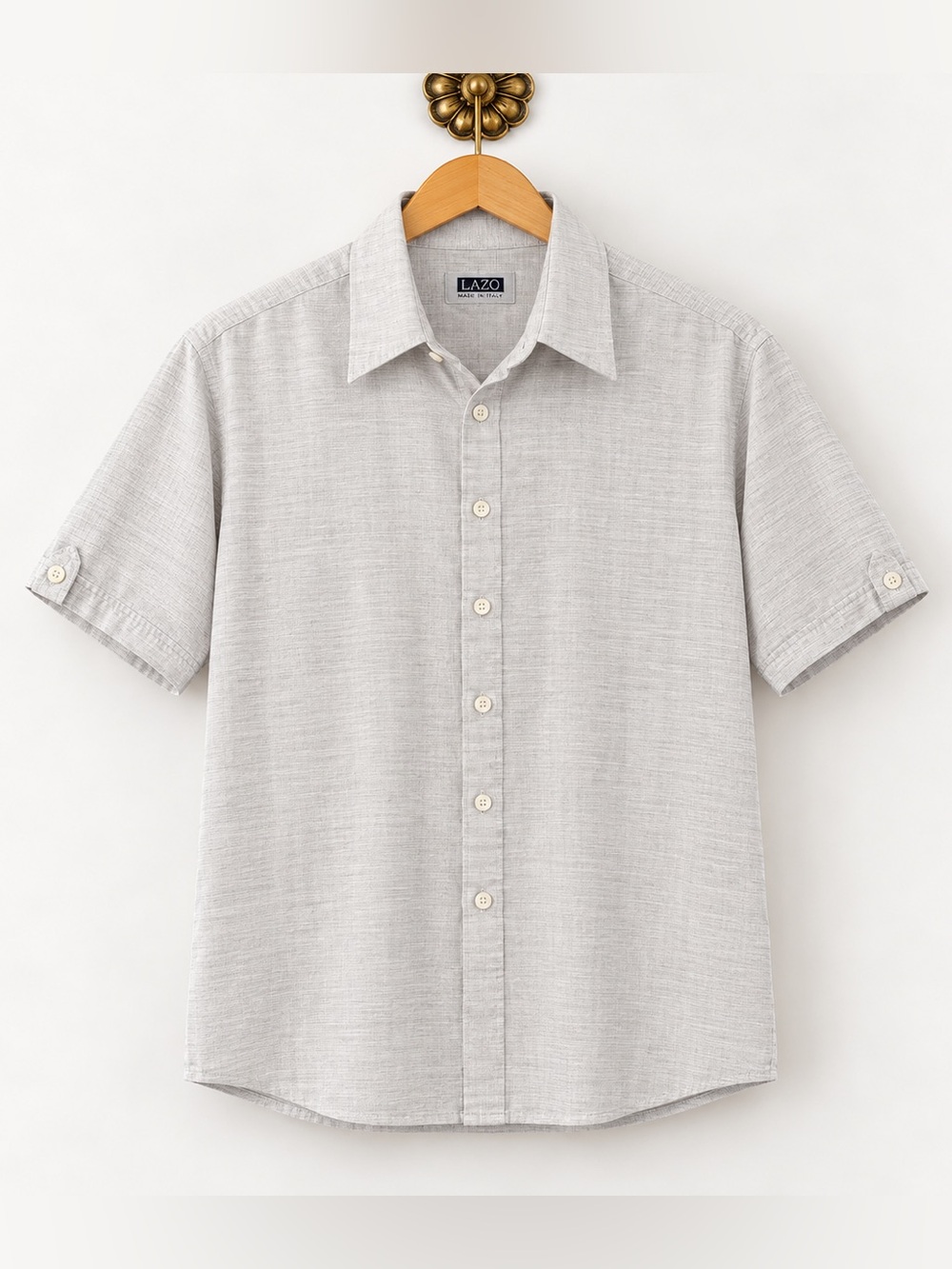 lazo made in italy men’s cotton linen short sleeve shirt xl